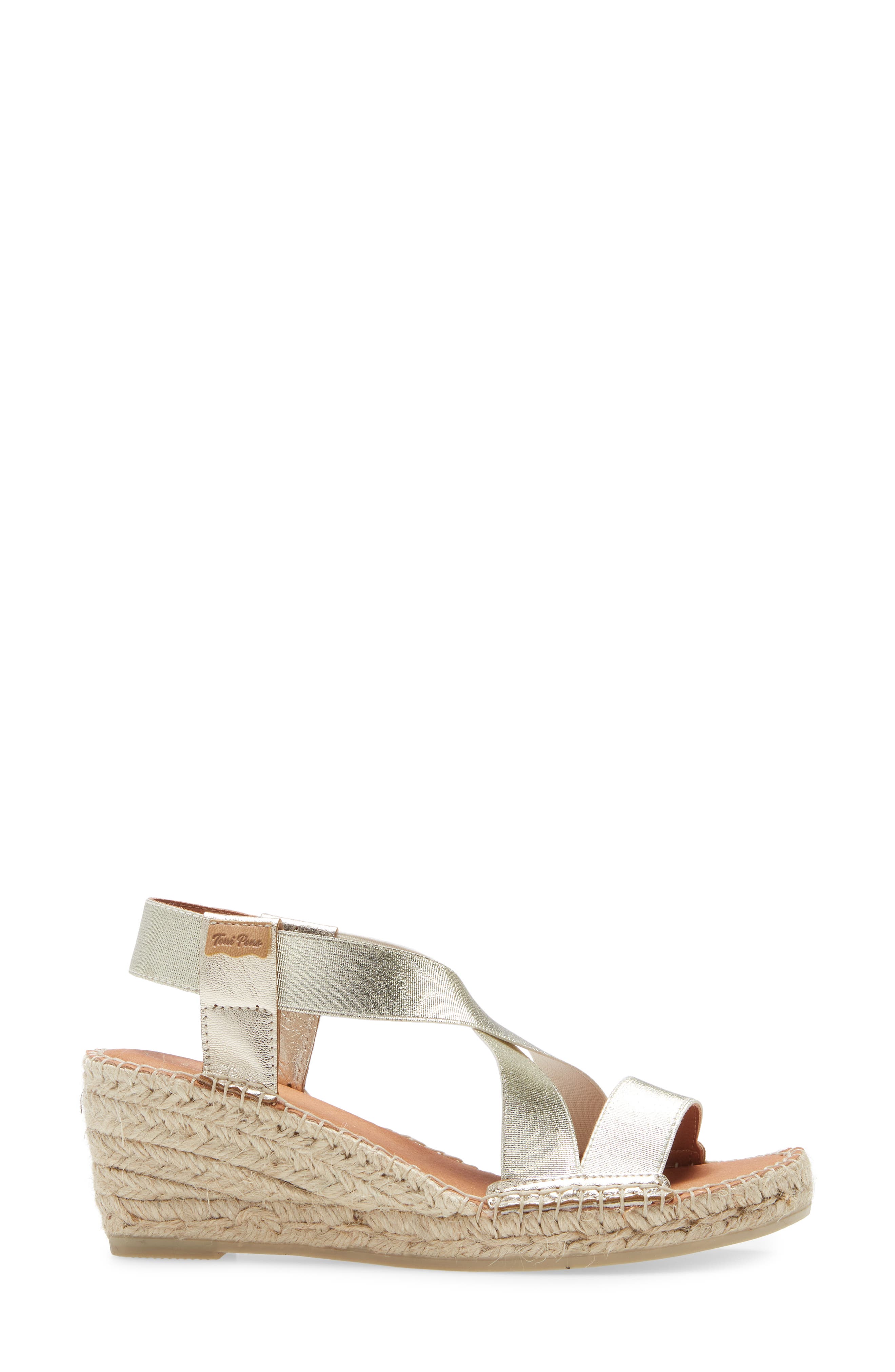 Toni Pons Tura Espadrille Wedge, Alternate, color, Platinum Leather
