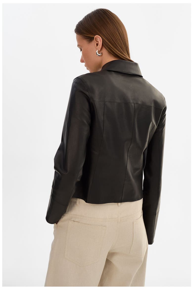 Clarie | Reversible Leather Jacket, Alternate, color, Black/Silver