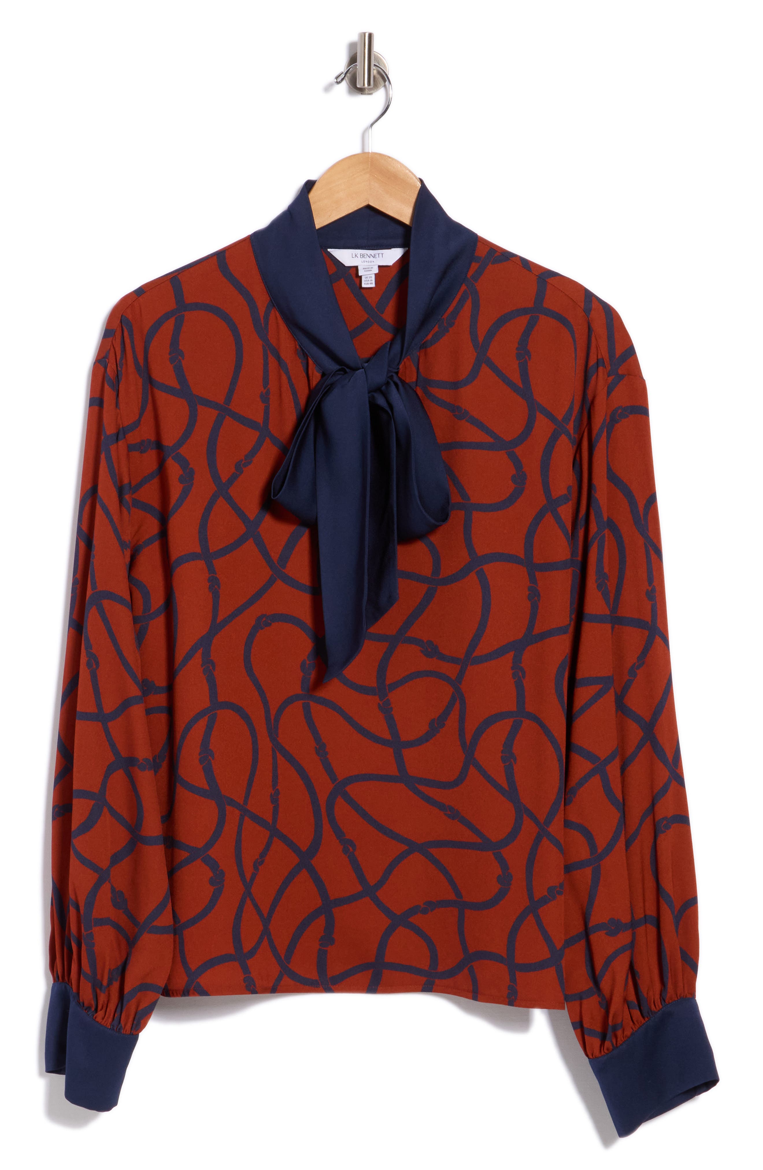 Lucille Tie Neck Long Sleeve Top