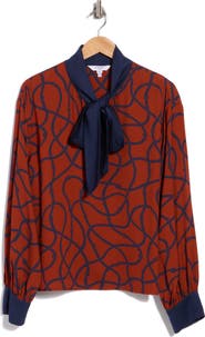 LK Bennett Lucille Tie Neck Long Sleeve Top
