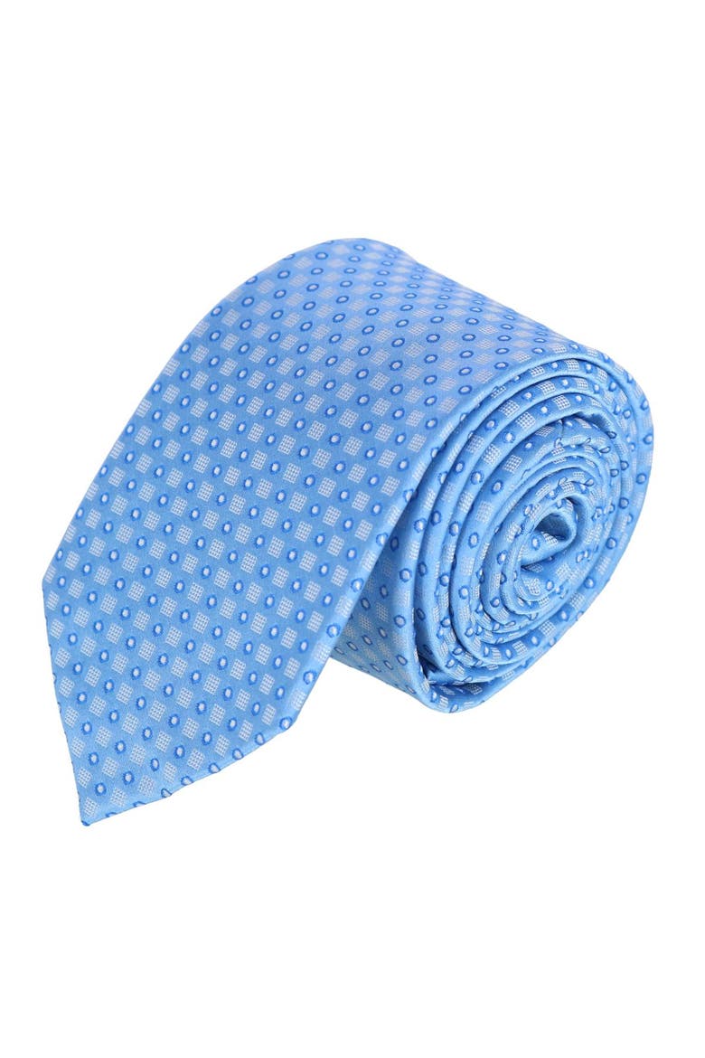 Ewing Square and Polka Dot Business Silk Necktie, Main, color, Light and Dark Blue