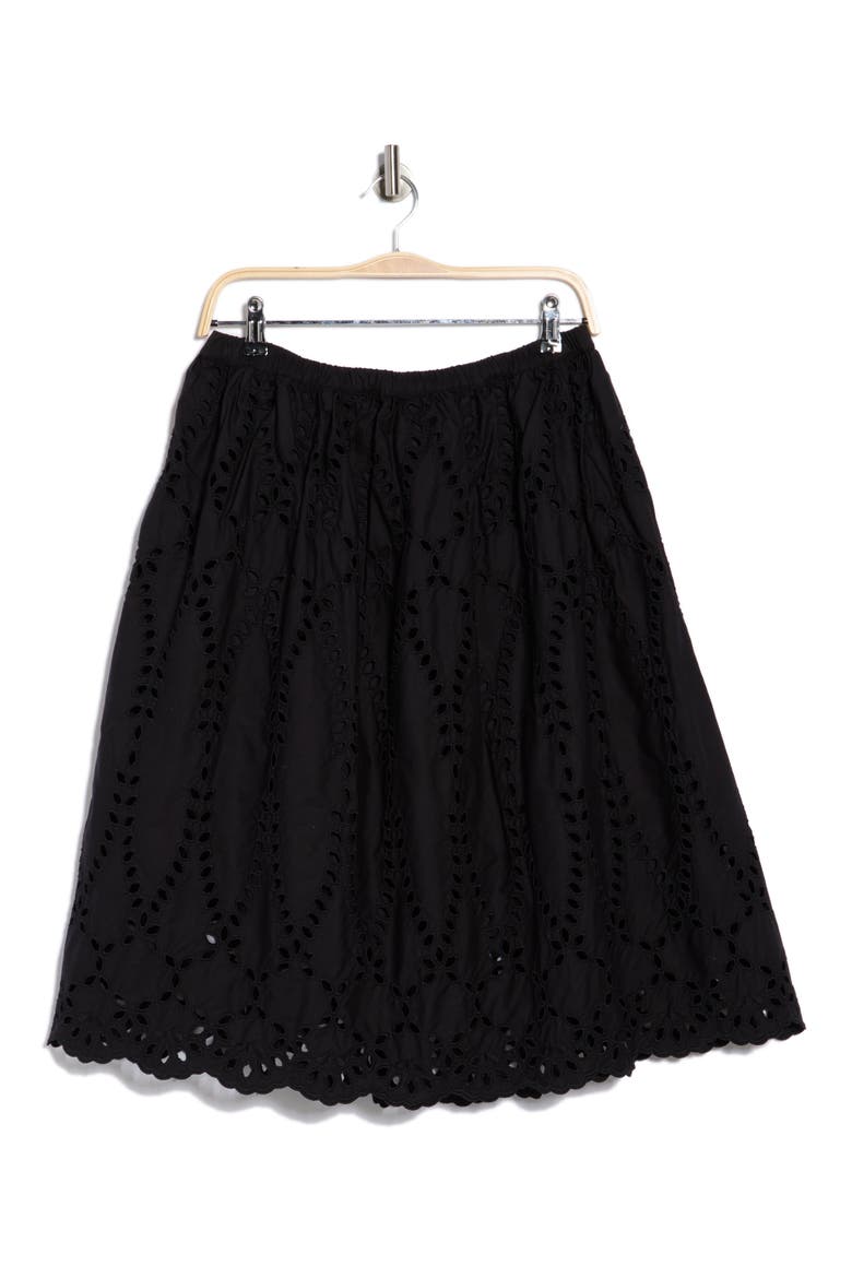 Gracie Cotton Eyelet Midi Skirt, Alternate, color, BLACK EYELET