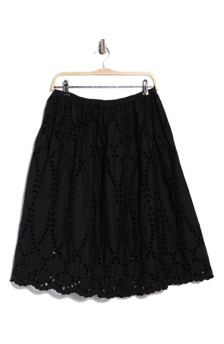 Frank & Eileen Gracie Cotton Eyelet Midi Skirt, Main, color, Black Eyelet