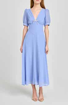 WAYF Juliana Short Sleeve A-Line Midi Dress