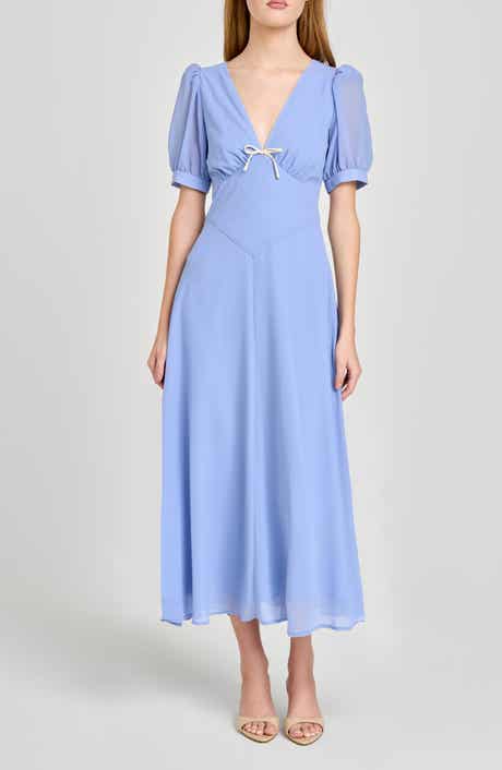 WAYF Juliana Short Sleeve A-Line Midi Dress