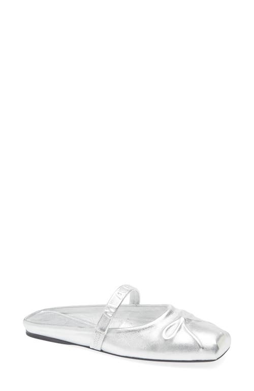 Marni Silver Leather Little Bow Sabot Slippers In Silver