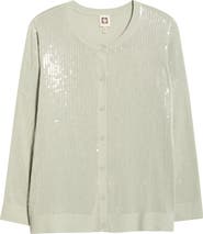 Anne Klein Clear Sequin Cardigan