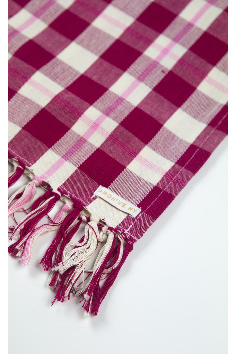 Abigail Cranberry Handwoven Cotton Plaid Kitchen Towel, Alternate, color, Burgundy