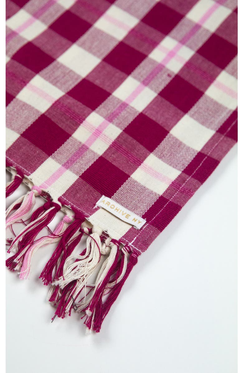 Archive New York Abigail Cranberry Handwoven Cotton Plaid Kitchen Towel, Alternate, color, Burgundy