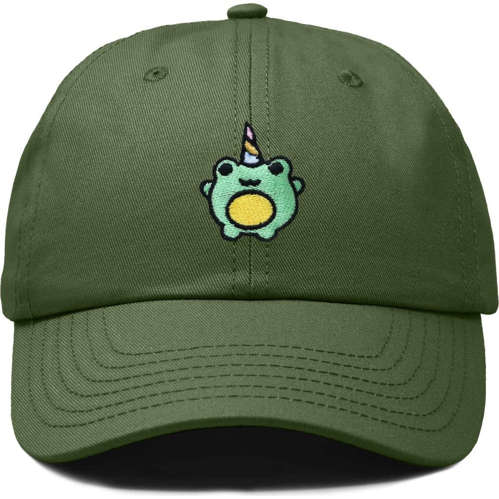 Dalix Froggy Unicorn Embroidered Cap In Olive