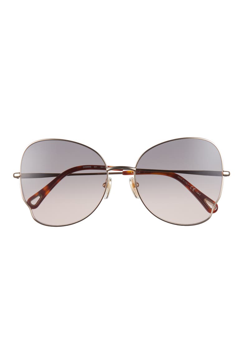 59mm Butterfly Sunglasses, Main, color, GOLD GOLD BROWN