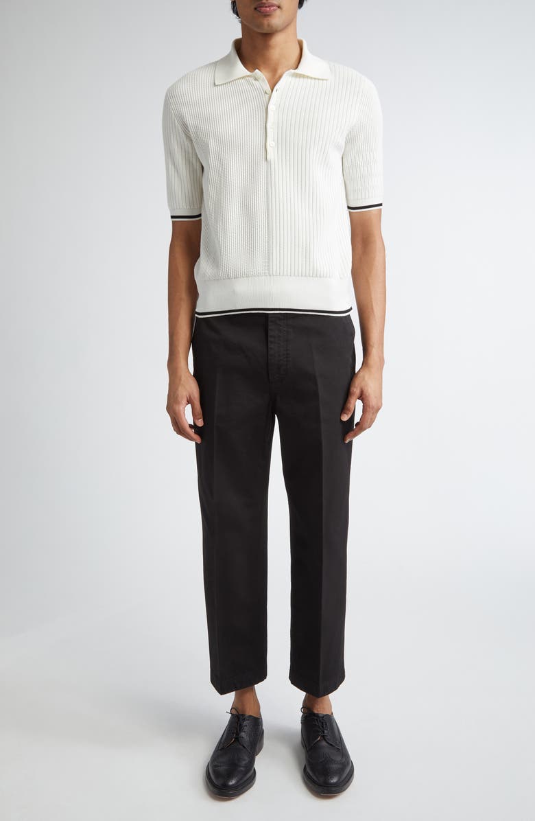 Thom Browne Mixed Stitch Polo, Alternate, color, White