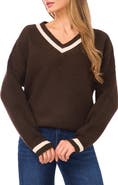 CeCe V-Neck Varsity Sweater