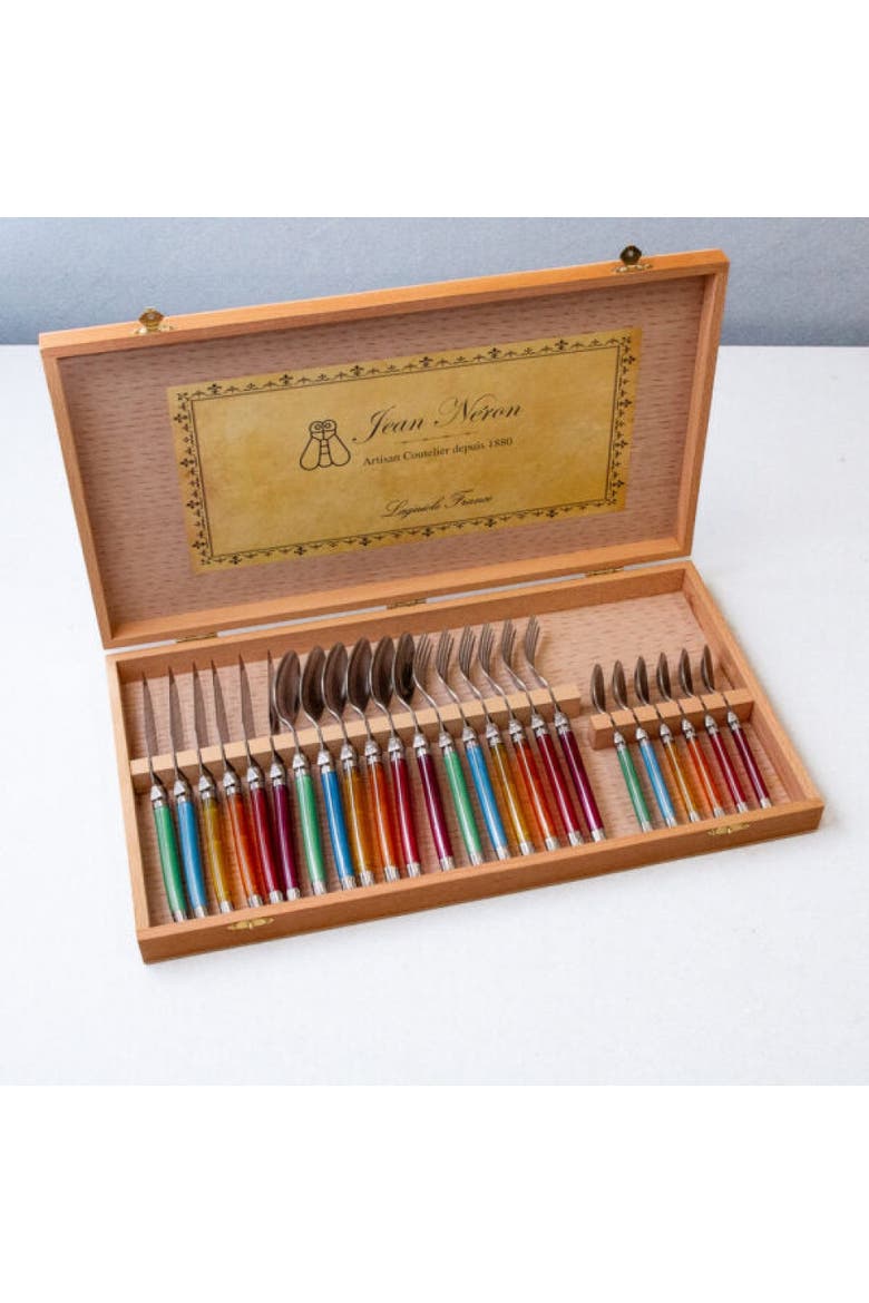 24 Piece Flatware Set, in Wood Presentation Box, Alternate, color, Rainbow