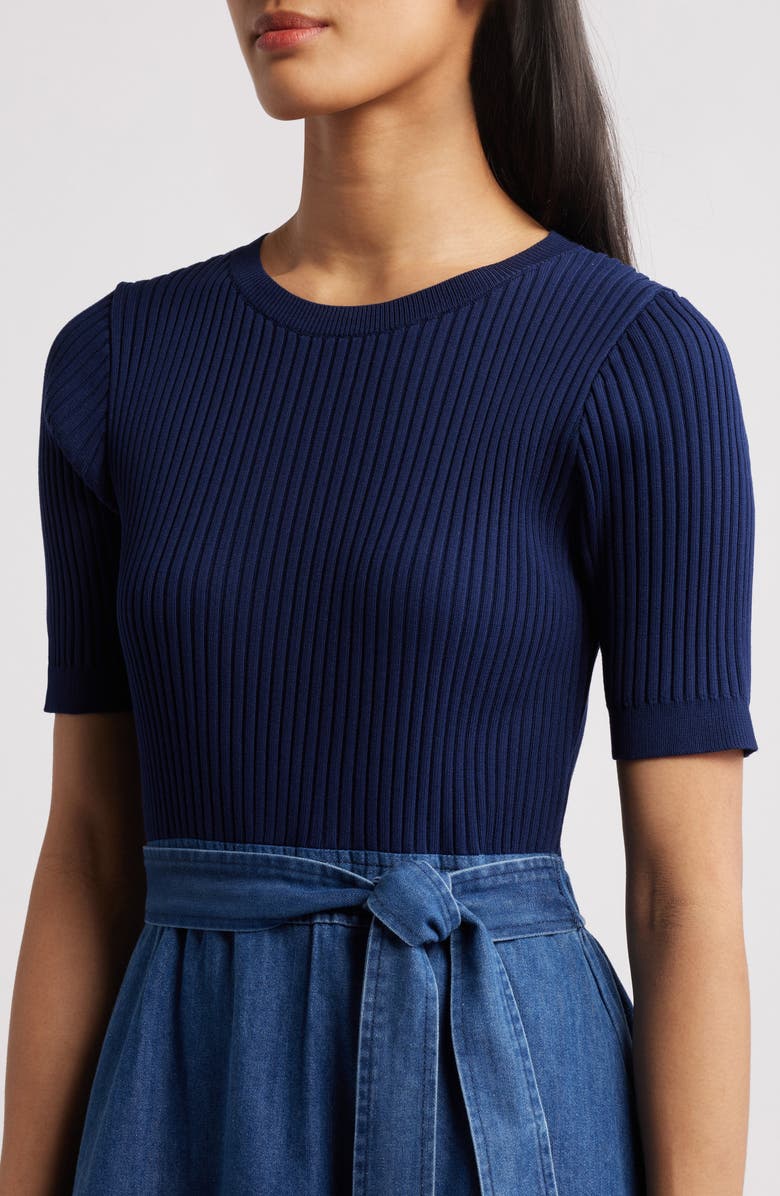 ZOE AND CLAIRE Mixed Media Denim Dress, Alternate, color, 