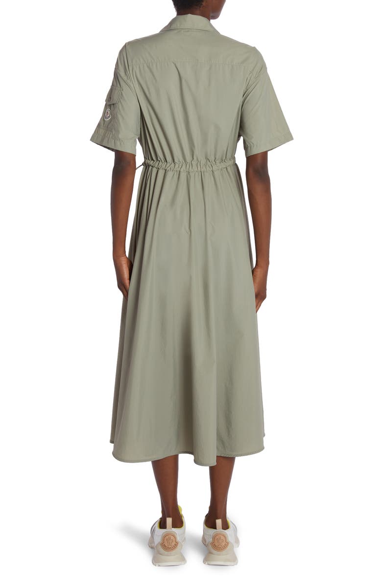 Moncler Drawstring Waist Poplin Midi Shirtdress, Alternate, color, 