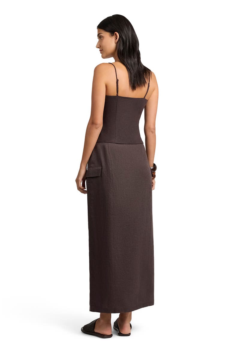 Linen Utility Wrap Maxi Skirt, Alternate, color, ESPRESSO