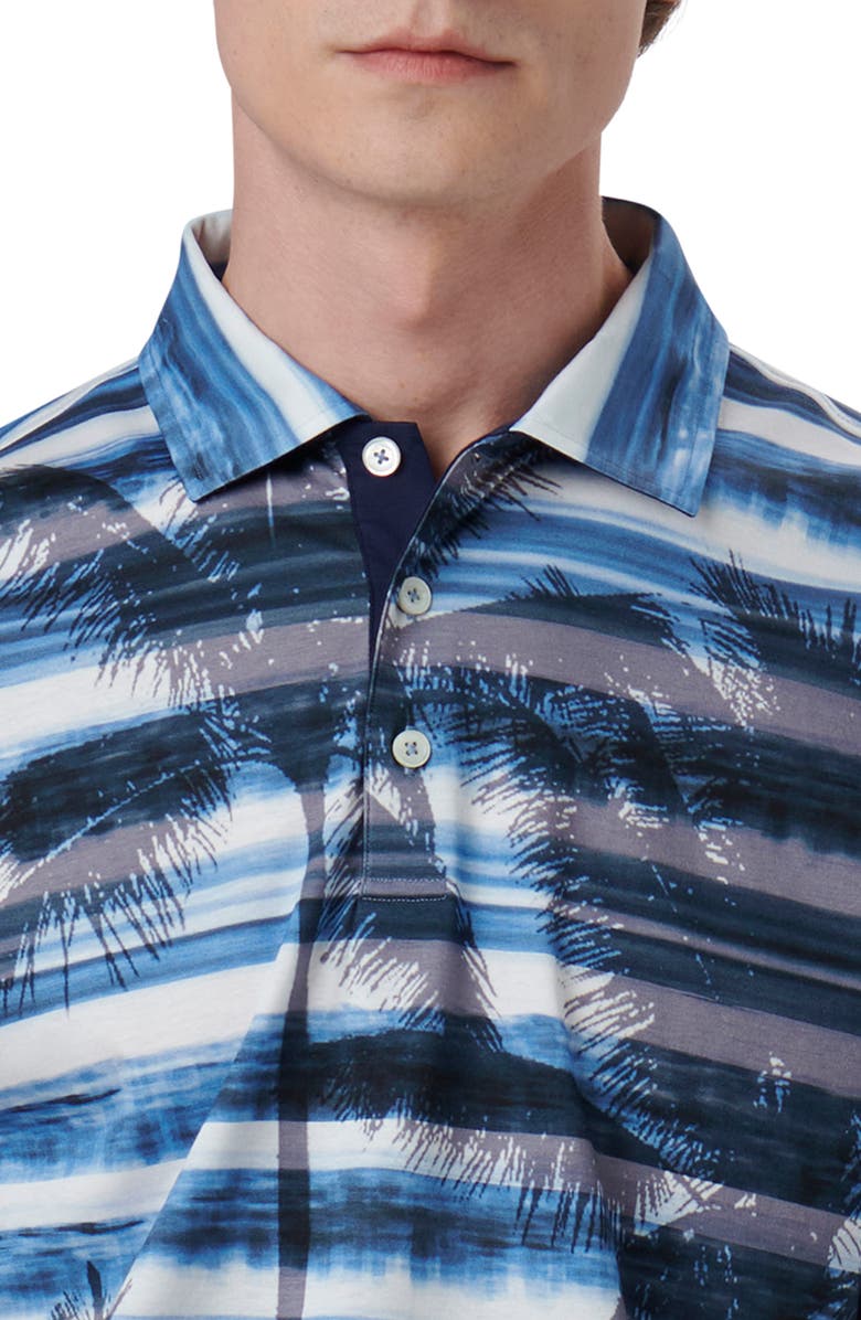 Bugatchi Hendrix Digital Print Pima Cotton Polo, Alternate, color, Azure