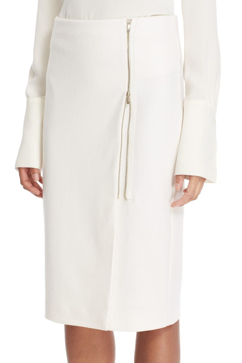 'Visita' Wool Jersey Pencil Skirt, Alternate, color, WHITE