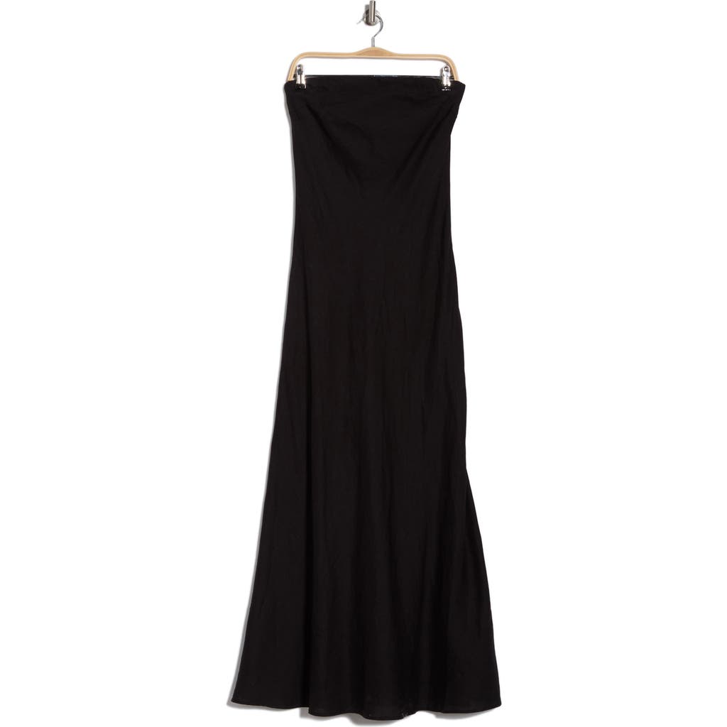 Joie Brynne Strapless Linen Maxi Dress In Caviar