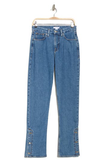 Good American Good Icon Button Hem Jeans In Blue