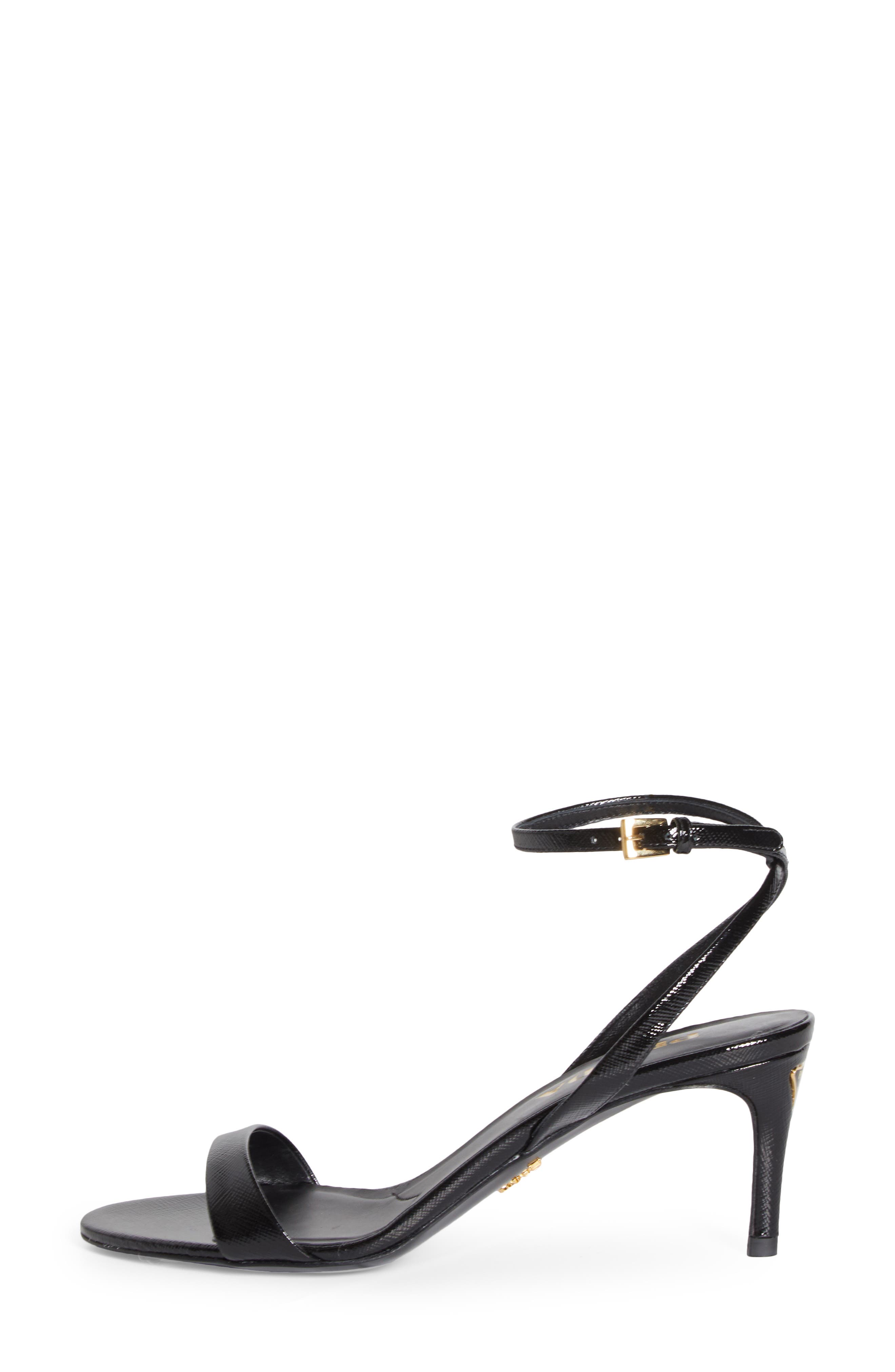 Saffiano Leather Ankle Strap Sandal, Alternate, color, NERO