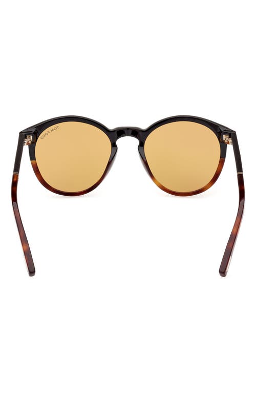 Tom Ford 51mm Gradient Round Sunglasses In Havana/amber