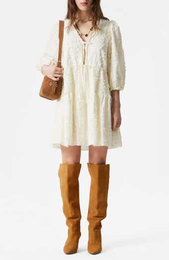 & Other Stories Embroidered Puff Sleeve Cotton Mini Sundress