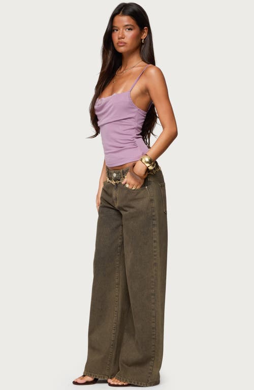 Edikted Bobbie Lace Accent Cowl Neck Camisole In Purple