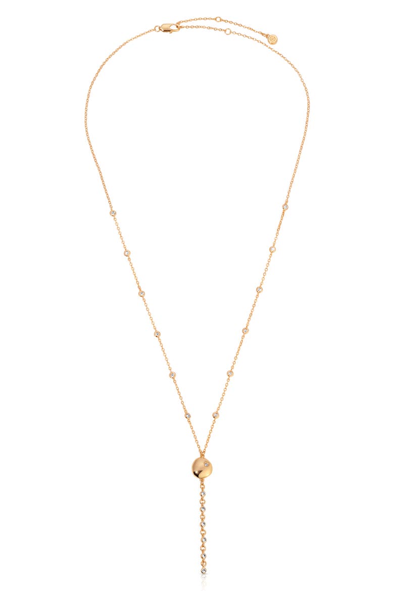 Polished Pebble Cubic Zirconia Station Y-Necklace, Alternate, color, GOLD