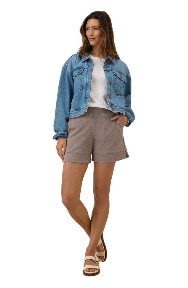 Pact Organic Cotton Airplane Pull On Short, Main, color, Deep Taupe Heather