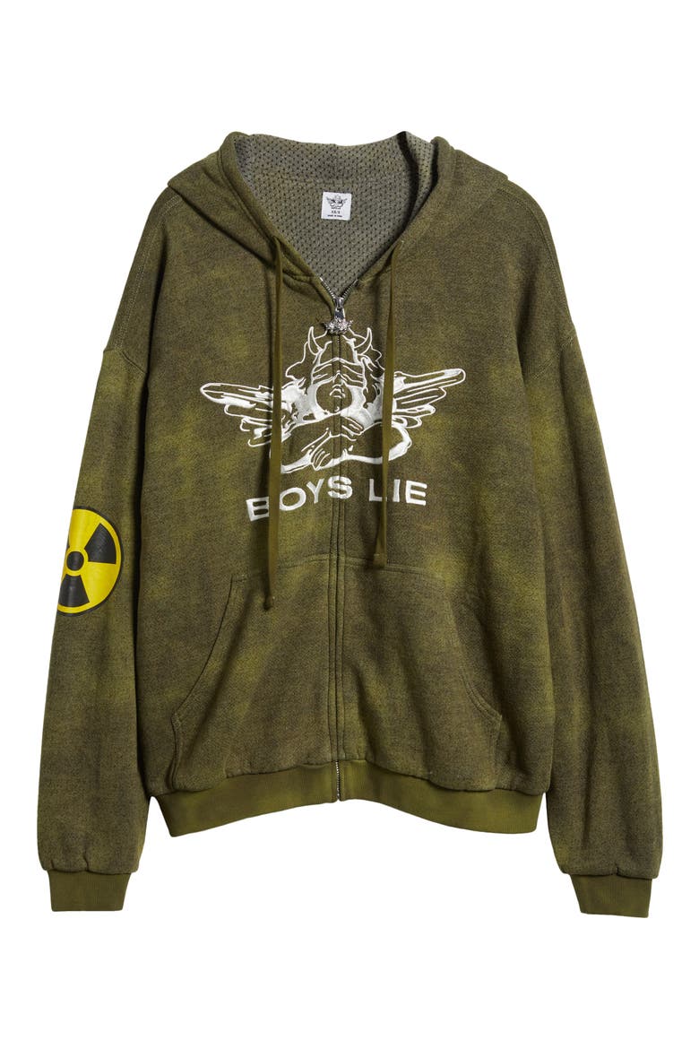 Don't Test Me Oversize Cotton Blend Terry Hoodie, Alternate, color, GREEN