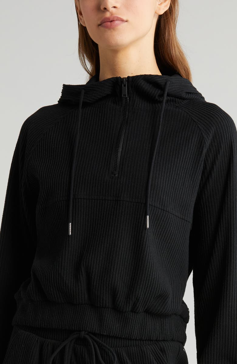 Zella Cozy Rib Half Zip Hoodie, Alternate, color, 