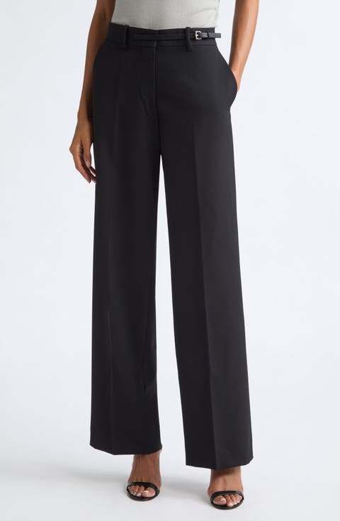 Belted Wool Gabardine Pants