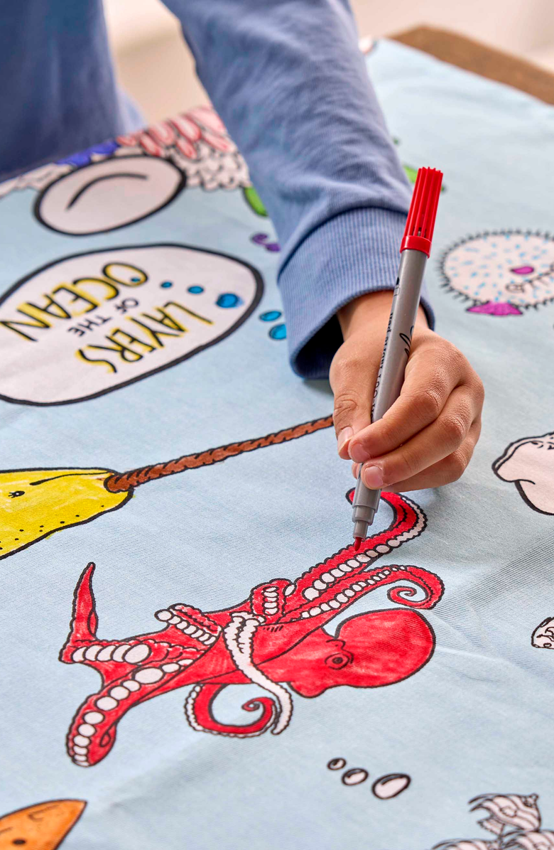 Eat Sleep Doodle Under the Sea Tablecloth, Alternate, color, Light Blue