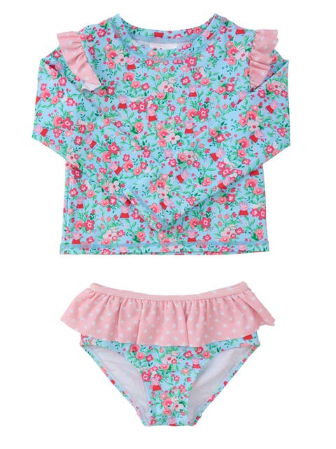 Peppa Pig Flutter Long Sleeve Rash Guard Skirted 2-piece Swimsuit (baby, Toddler, Little Kid)