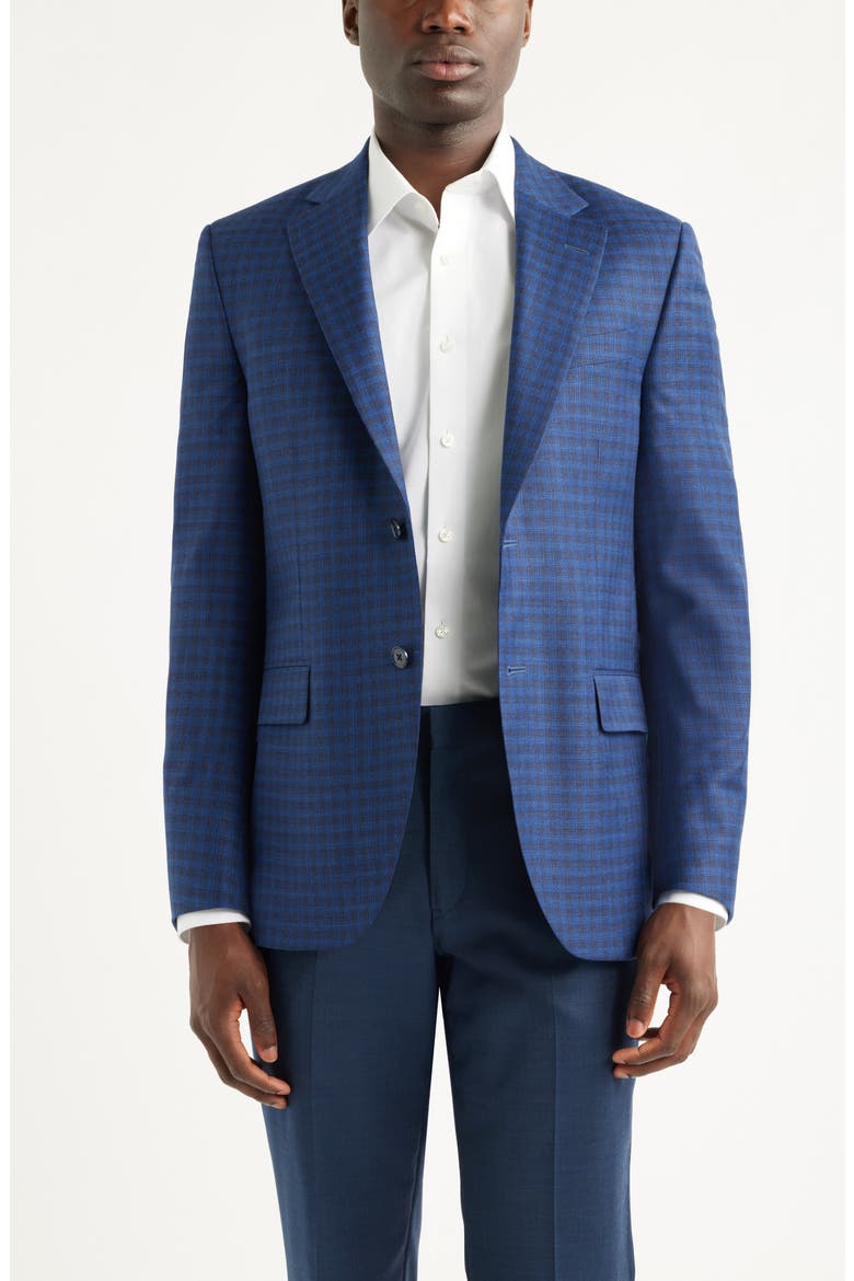 Flynn Classic Fit Blue Check Wool Sport Coat, Main, color, BLUE