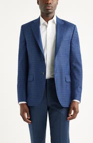 Peter Millar Flynn Classic Fit Blue Check Wool Sport Coat