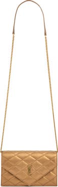 Saint Laurent Paris Metallic Leather Chain Wallet