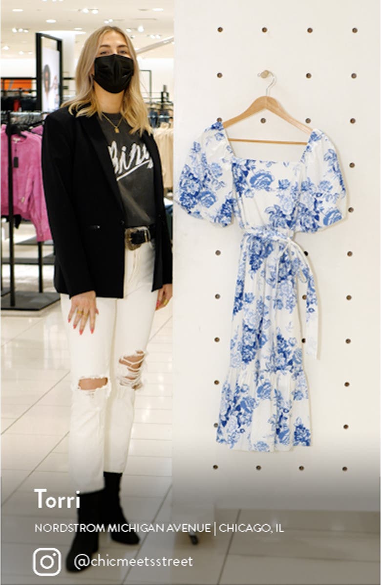 Toile Clip Dot Puff Sleeve Dress, sales video thumbnail