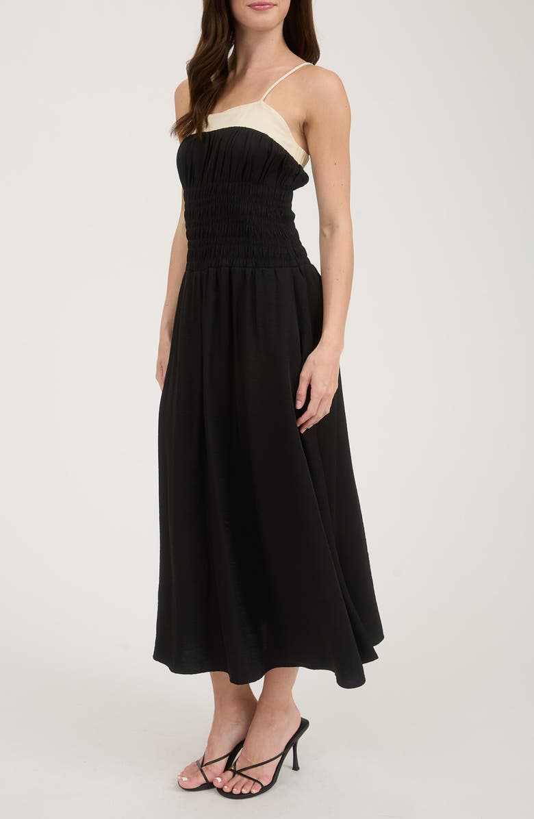 Blu Pepper Smocked Midi Sundress, Alternate, color, Black