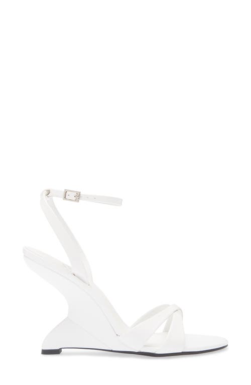 Jeffrey Campbell Trella Ankle Strap Wedge Sandal In White Patent