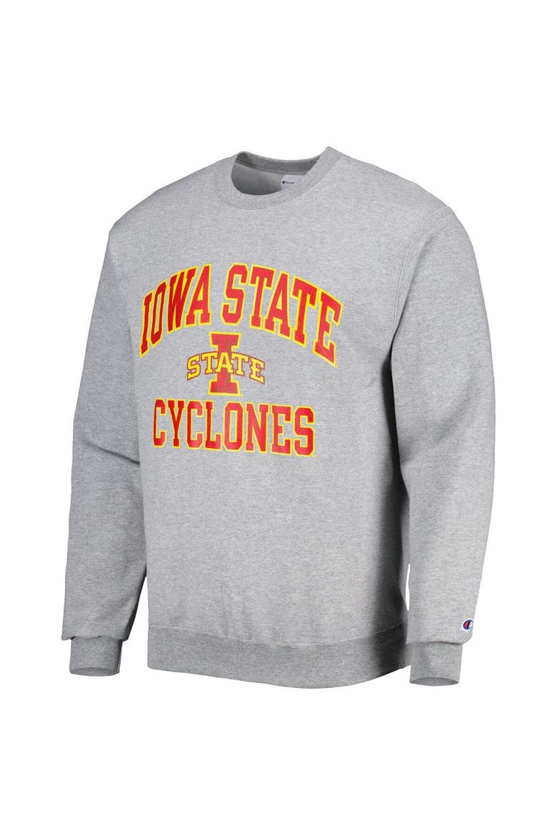 Men's Champion Heather Gray Iowa State Cyclones High Motor Pullover Sweatshirt, Alternate, color, Heather Gray