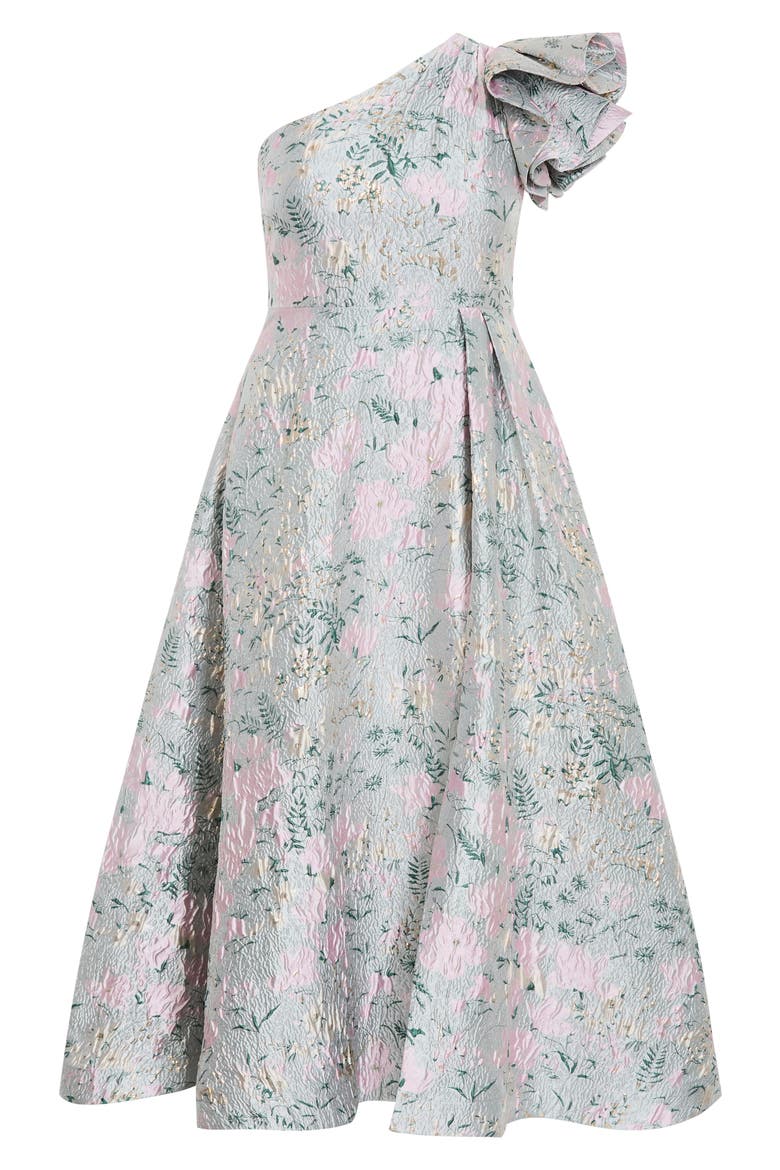Enchanting Metallic Puff Sleeve One-Shoulder Gown, Alternate, color, SECRET GARDEN