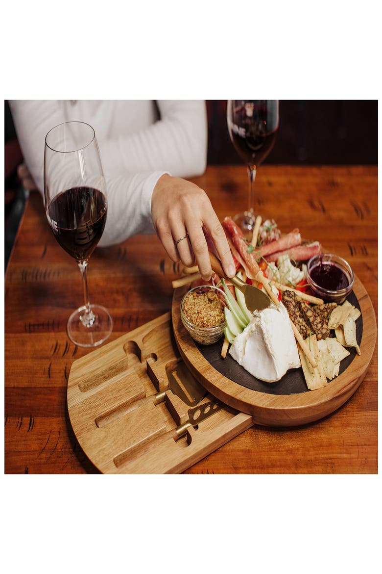 Acacia and Slate Serving Board with Cheese Tools, Alternate, color, BLACK