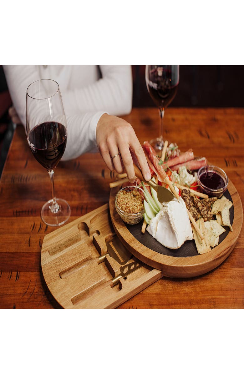 Picnic Time Acacia and Slate Serving Board with Cheese Tools, Alternate, color, 