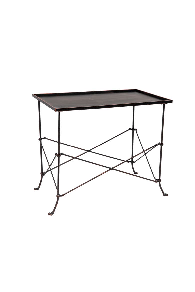 Rectangular Tall Metal End Table with Claw Feet, Rustic Bronze, Main, color, Bronze