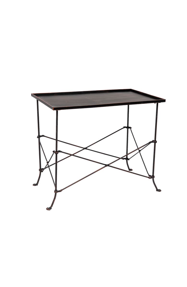 Storied Home Rectangular Tall Metal End Table with Claw Feet, Rustic Bronze, Main, color, 