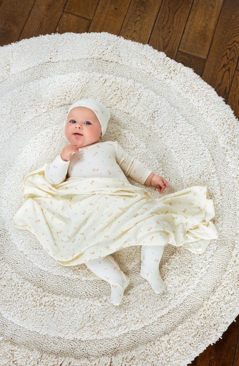 NoggiWear Ribbed Floral Beanie, Alternate, color, Floral Off-White