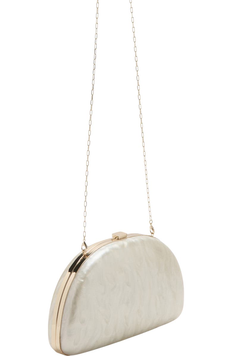 MANGO Oval Frame Clutch, Alternate, color, Ice Grey